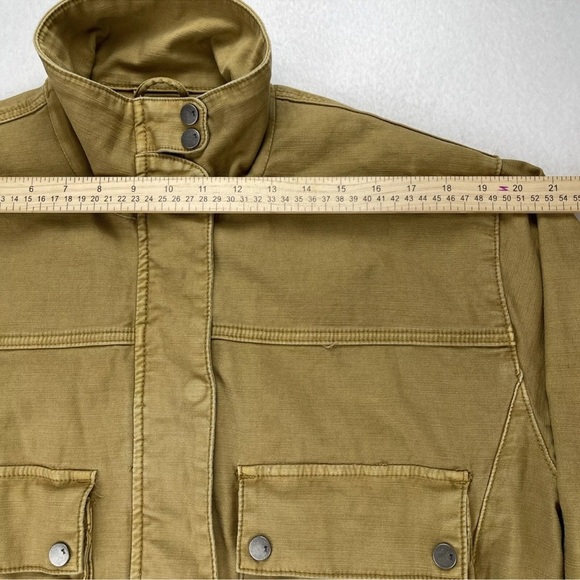 Pilcro Anthropologie Women's Crop Jacket Tan Full Zip Snap Size Large Tactical - Picture 11 of 16